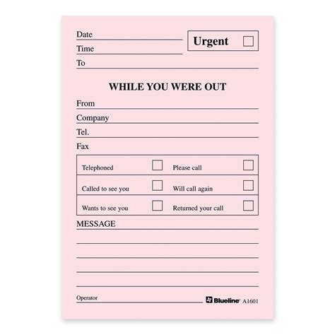 Blueline A1601 Telephone Message Pad Madill The Office