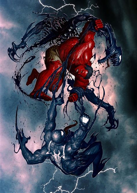 Clash Of Red Hulk And Venom Herois Venon