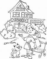 Coloring School Pages Back House Little Go Printable Girl Learn Schools Days Want Colouring Drawing Print Happy Kids Size Color sketch template