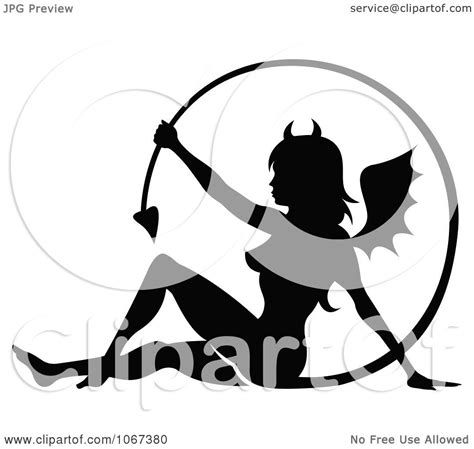 clipart sexy she devil in silhouette royalty free vector