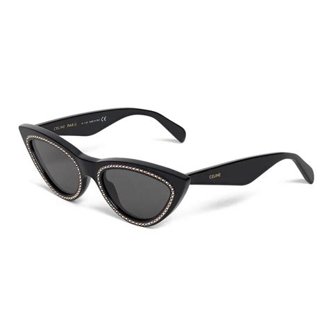 céline cat eye sunglasses in acetate with crystals and metal black
