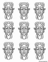 Coloring Masks Africa Pages Adult Identicals Adults Printable African Color sketch template