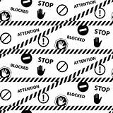 Caution Bloccato Fermi Modello Cuciture Attenzione Pericolo Blocked Bianco Banners Isolated Silhouette Returned sketch template