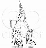 Sitting Boy Chair Dunce Lineart Wearing Hat Illustration Cartoon Clipart Djart Royalty Vector Small sketch template