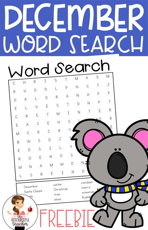 december word search freebie activities christmas word search