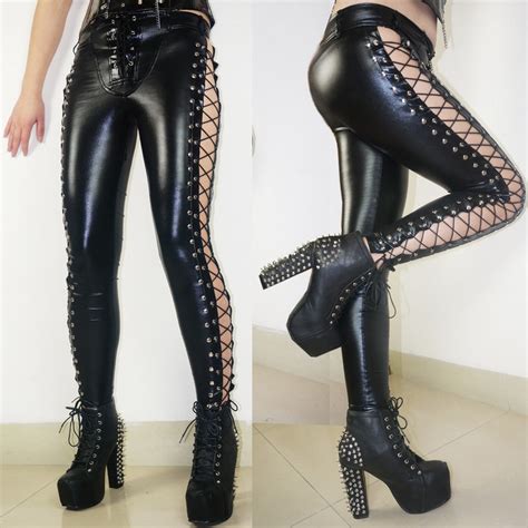 top quality plus size s xl women sexy leggings punk gothic leather