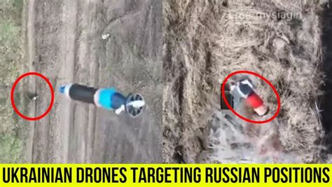 ukrainian quadcopter drones dropping grenades  abandoned russian troops nexth city