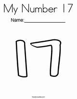 Number 17 Coloring Seventeen Writing Color Practice Word Outline Envelopes Many Print Tracing Twistynoodle Ll Noodle sketch template