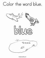 Blue Color Coloring Word Preschool Pages Worksheets Twistynoodle Kids sketch template