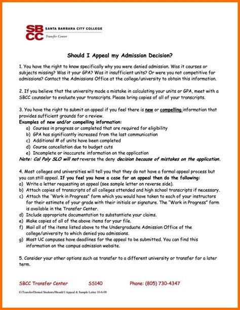 write  appeal letter  college admission sampletemplatess