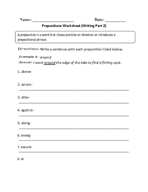 worksheet  preposition grade  teachersopenshouse