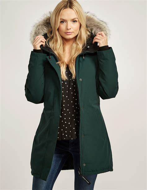 canada goose goose womens victoria padded parka jacket green lyst