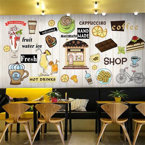 photo wallpaper  dessert pizza snack mural snack bar background wall coffee house tea shop