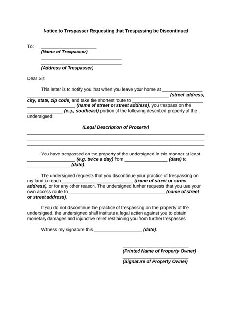 notice trespassing form fill   sign printable  template