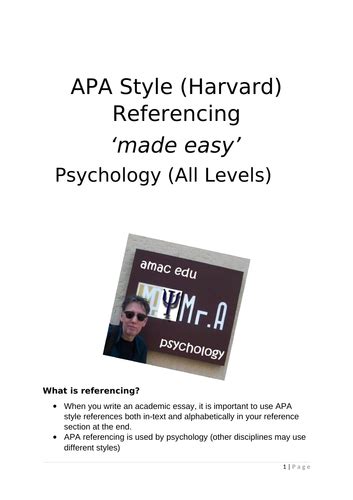 psychology  style harvard referencing  easy  levels