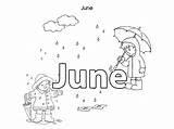June Coloring Pages Months Year Print Kids Month Printable Colouring Rain Popular Coloringhome sketch template