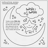 Twinkle Star Little Colouring Pages Nursery Rhymes Song Coloring Rhyme Kids Lyrics Book Stars Baby Shower Made Preschool Mama Baba sketch template