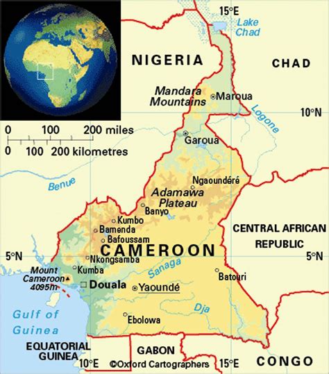 this is cameroon in the map bors with so many others country africa