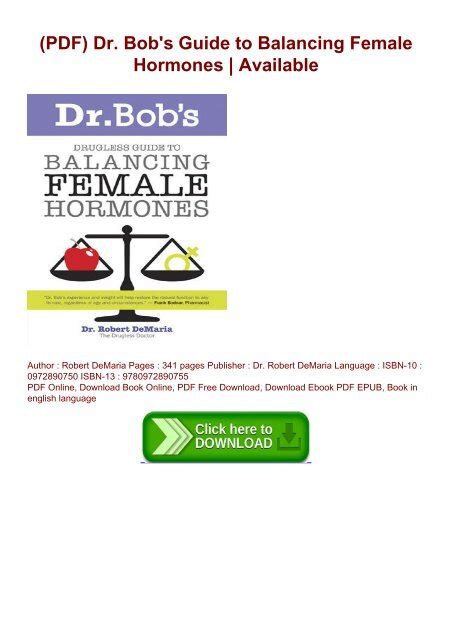 Pdf Dr Bob S Guide To Balancing Female Hormones Available