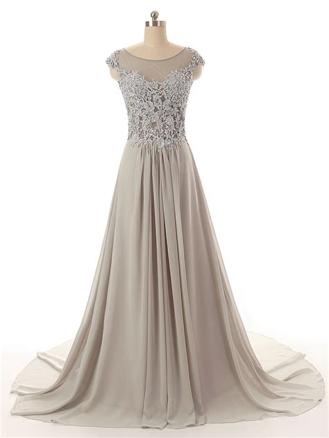 pretty grey prom dresses long evening dressformal dressappliques prom gownformal gown