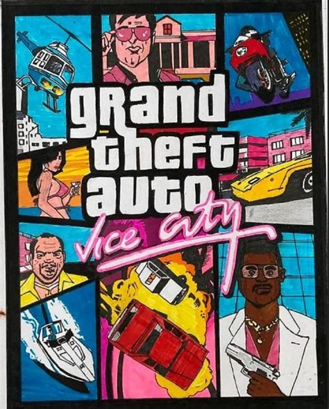 grand theft auto vice city handmade cover art painting  parth