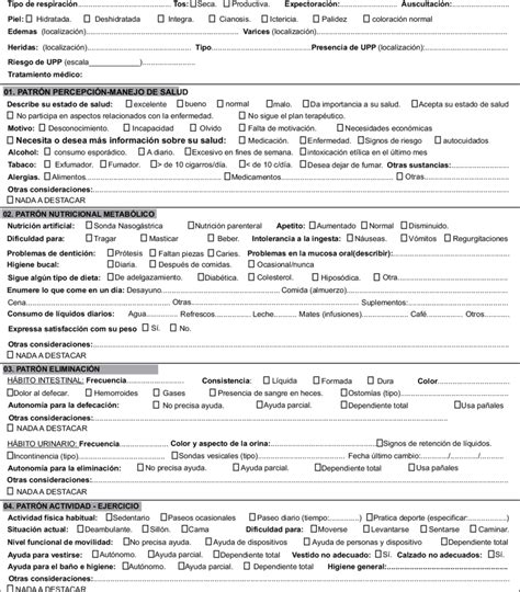 Front Side Of The Initial Nursing Assessment Form Download Scientific