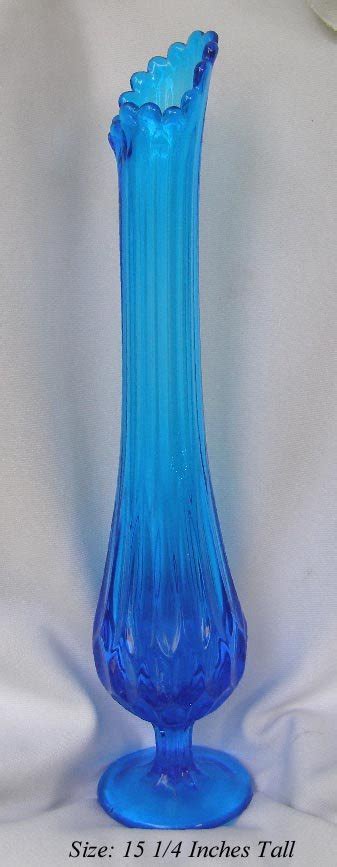 Tall Fenton Colonial Blue Thumbprint Glass Swing Vase