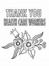 Thank Coloring Printable Cards Workers Card Care Health Print Ewe sketch template