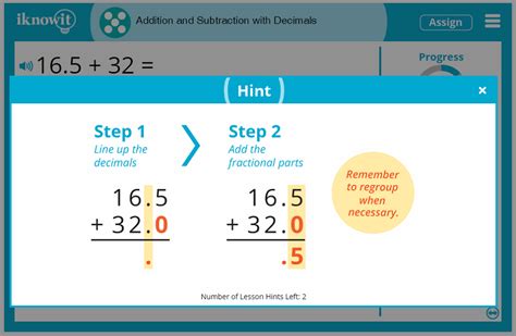 interactive math lesson addition  subtraction  decimals