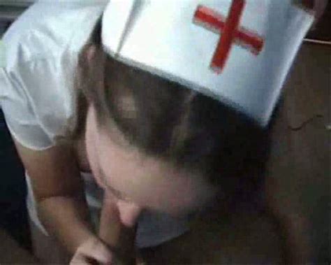 busty brunette wife in nurse uniform blows me and takes
