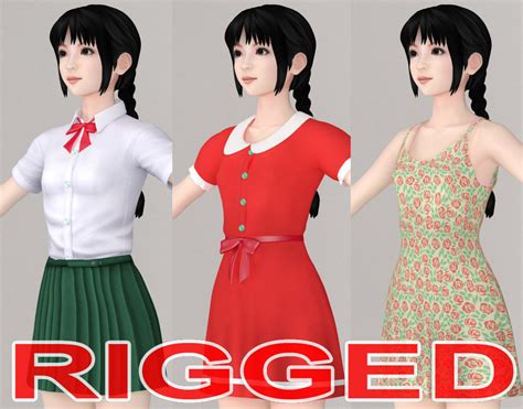 3d T Pose Rigged Model Of Kumiko With Various Outfit