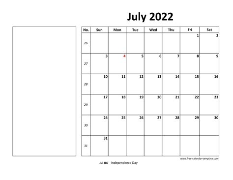 printable july  calendar box  lines  notes  calendar