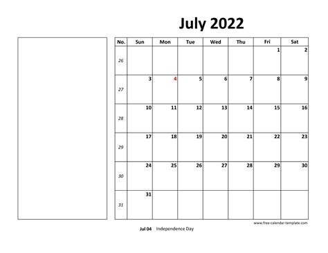 july 2022 free calendar tempplate free calendar templatecom