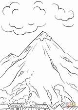 Coloring Mountain Pages Scene Printable Drawing sketch template