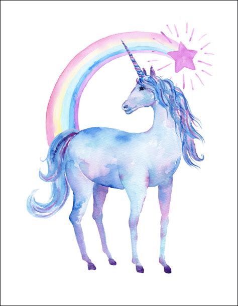 printable watercolor unicorn pictures   creative