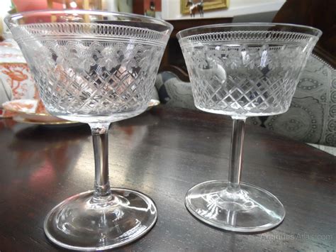 antiques atlas pair of acid etched champagne glasses