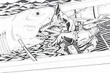 Jaws Quint Death Coloring Pages Movie Shark Printable Deviantart Adult Killed Kids Sketch sketch template