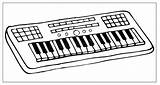 Synthesizer Linear Piano Handtekening Groetkaart Lineaire sketch template