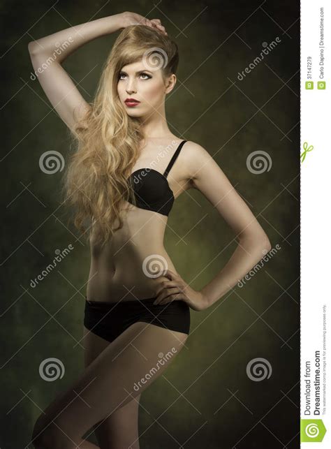 Woman With Black Underwear Royalty Free Stock Images