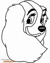 Lady Tramp Coloring Pages Disneyclips Drawing Face Sweet Clipartmag Funstuff sketch template