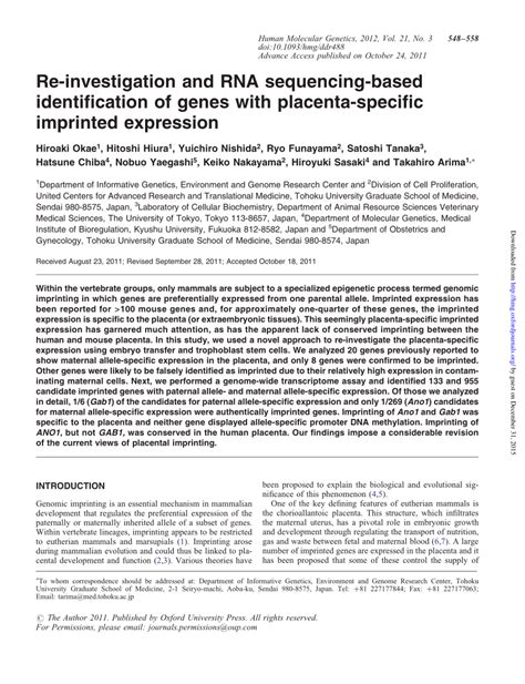 Pdf Re Investigation And Rna Sequencing Based Identification Of Genes
