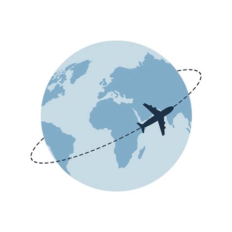 premium vector airplane flying   globe   world travelling  plane airplane