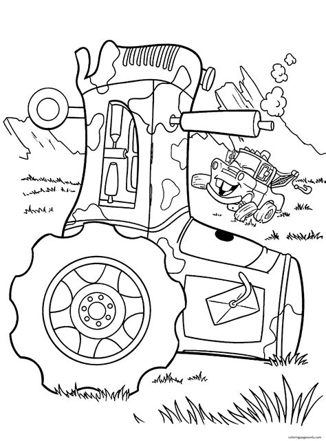 cartoon tractor  coloring page  printable coloring pages