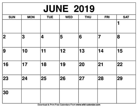 printable monthly calendar june