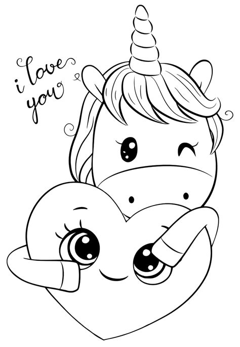 cute unicorn   heart coloring pages