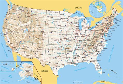 Mapa Dos Estados Unidos Com As Principais Cidades Mapa Mundi