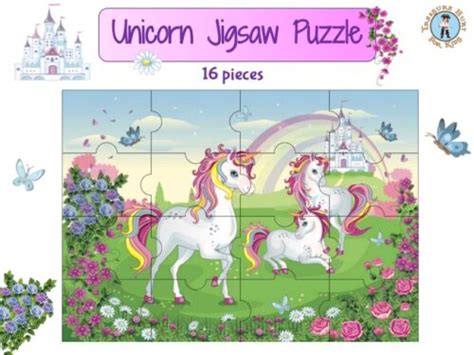 unicorn jigsaw puzzle  print treasure hunt  kids  game