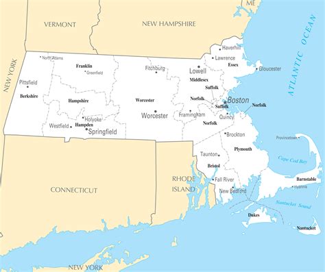 map  massachusetts cities  towns map   usa  state names