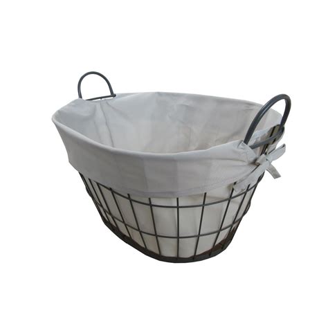 buy grey metal wire frame oval laundry basket   basket company