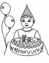 Birthday Boy Coloring Pages Praying Drawing Child Draw Present Children Holding Balloons Three His Getdrawings Opening Place Color Tocolor sketch template